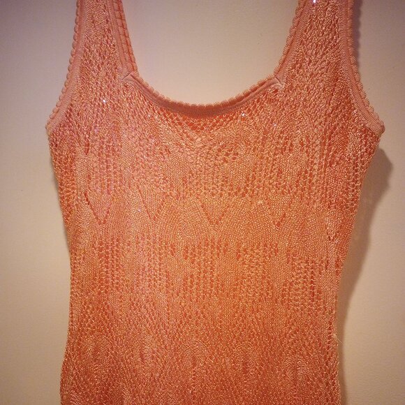 Guess crochet Liza sleeveless maxi dress boho XL peach/orange w/sequins NWT - Picture 3 of 14